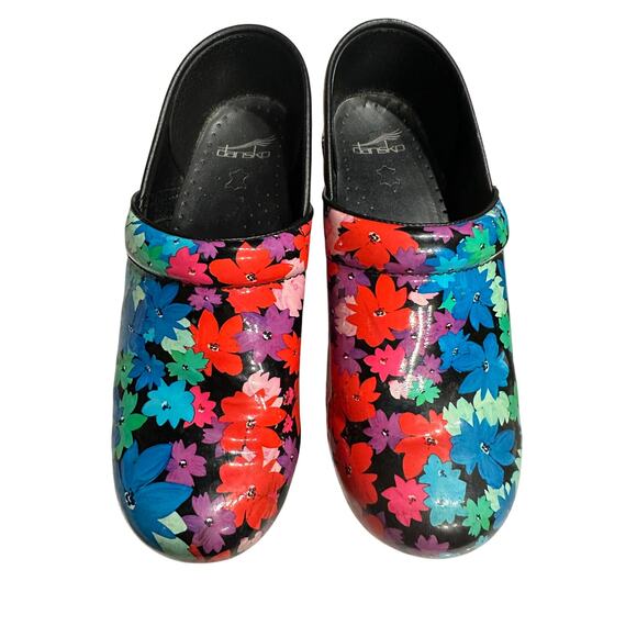 Dansko Women’s Twin Pro Flower Professional Clogs Patent Leather EU 39 US 8 - Picture 1 of 12